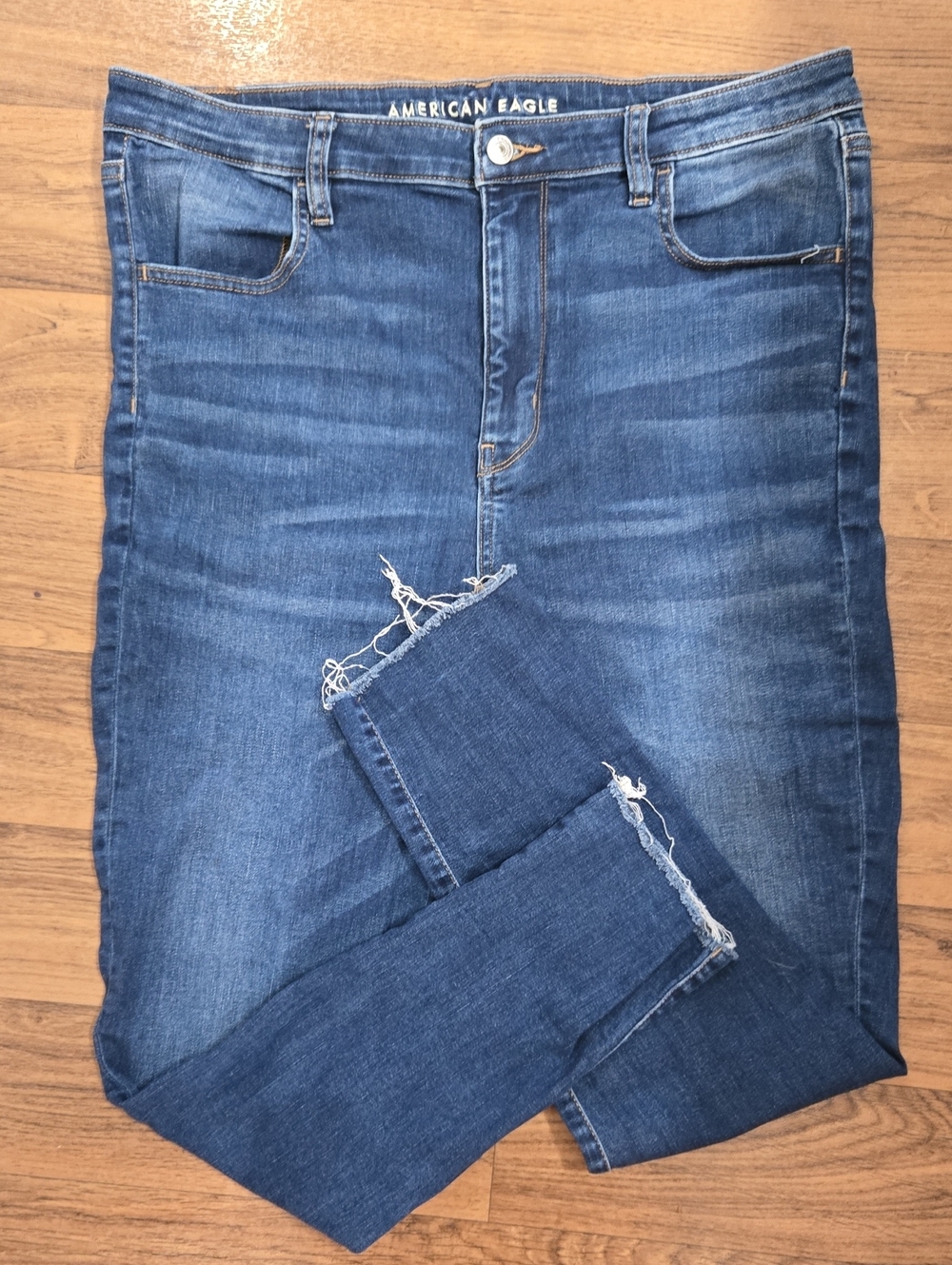 American Eagle Blue Distressed High-Rise Skinny Jeans